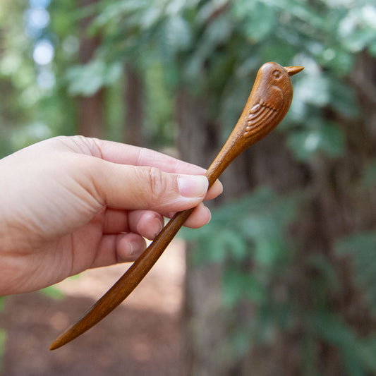 Carved Bird Wooden Hair Stick from Something Minty