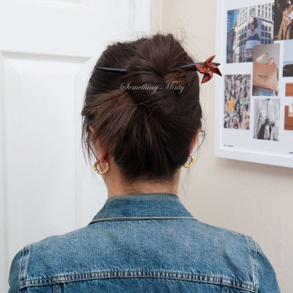 Windmill rustic wooden hair stick from Something Minty