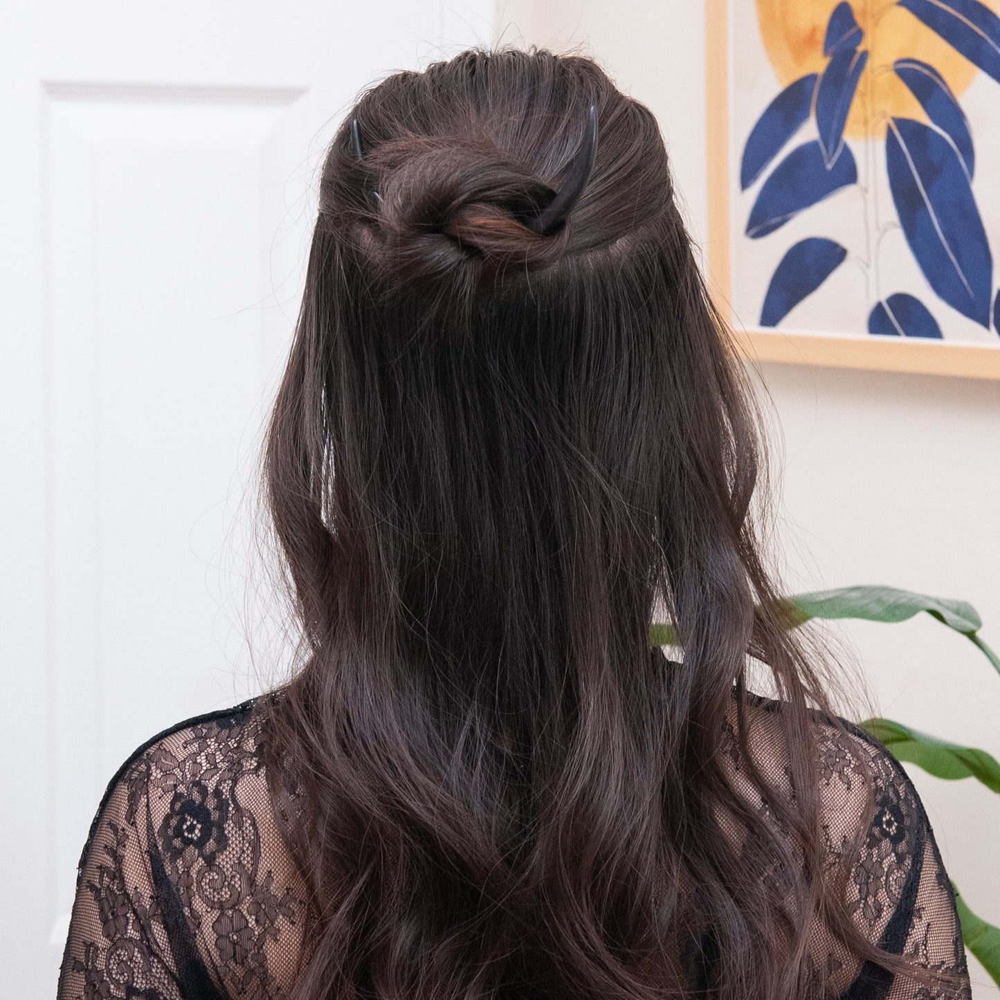 Crescent moon hair stick in black ebony from Something Minty