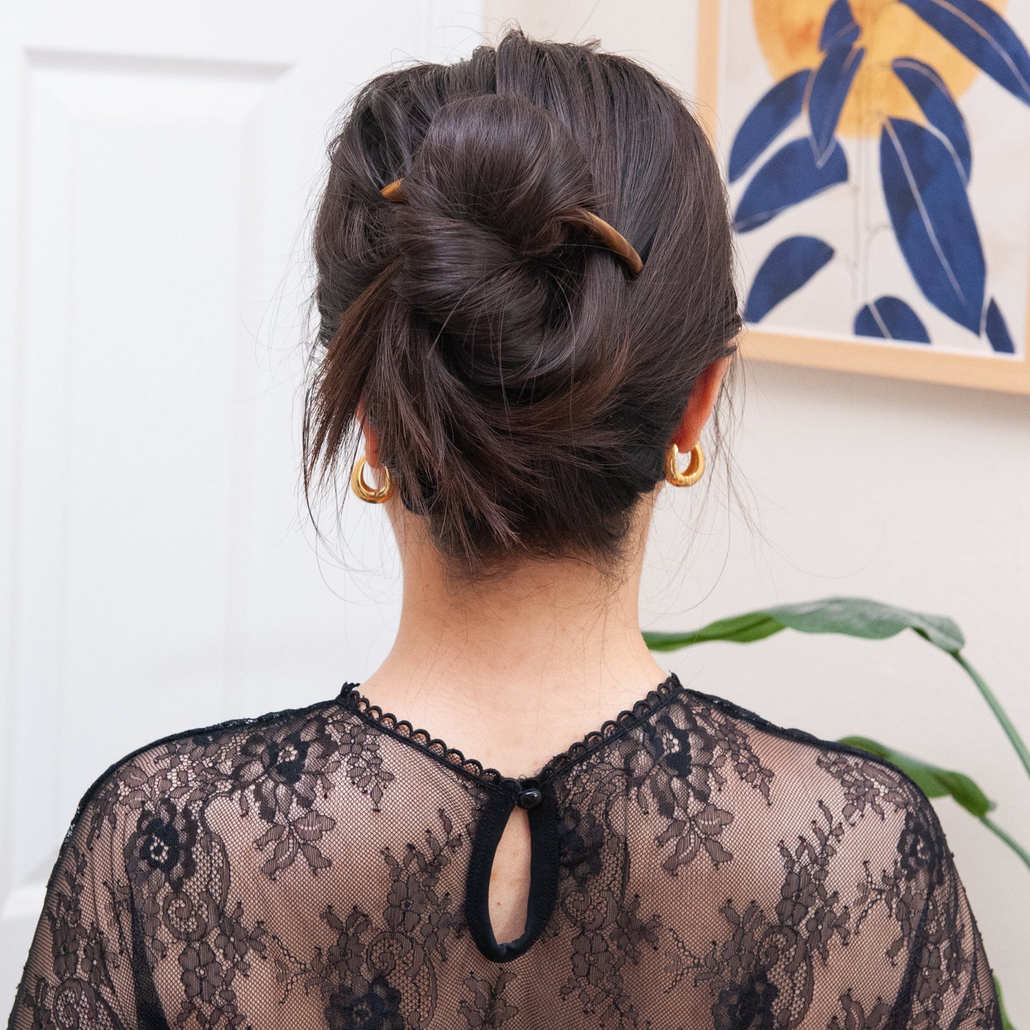 Crescent Wooden Hair Stick in Vera wood from Something Minty