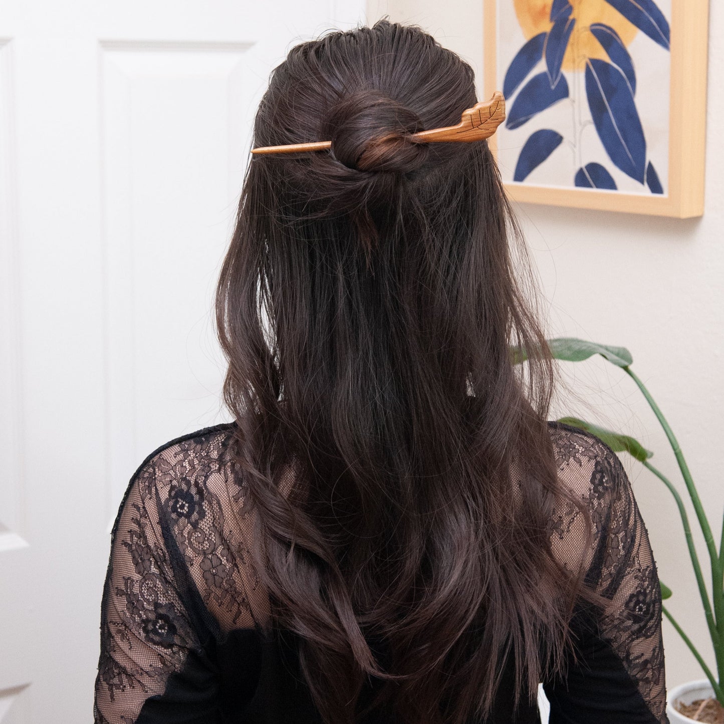 Wooden Leaf Hair Stick in Verawood from Something Minty