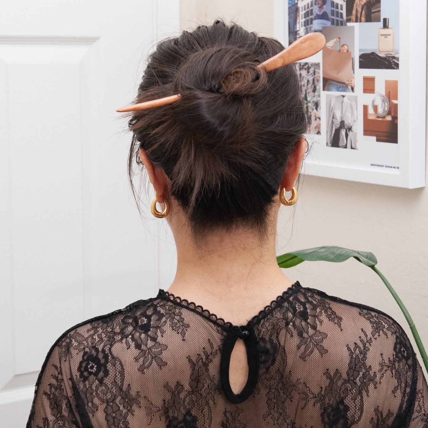 Extra Long Wooden Hair Stick in Peachwood from Something Minty