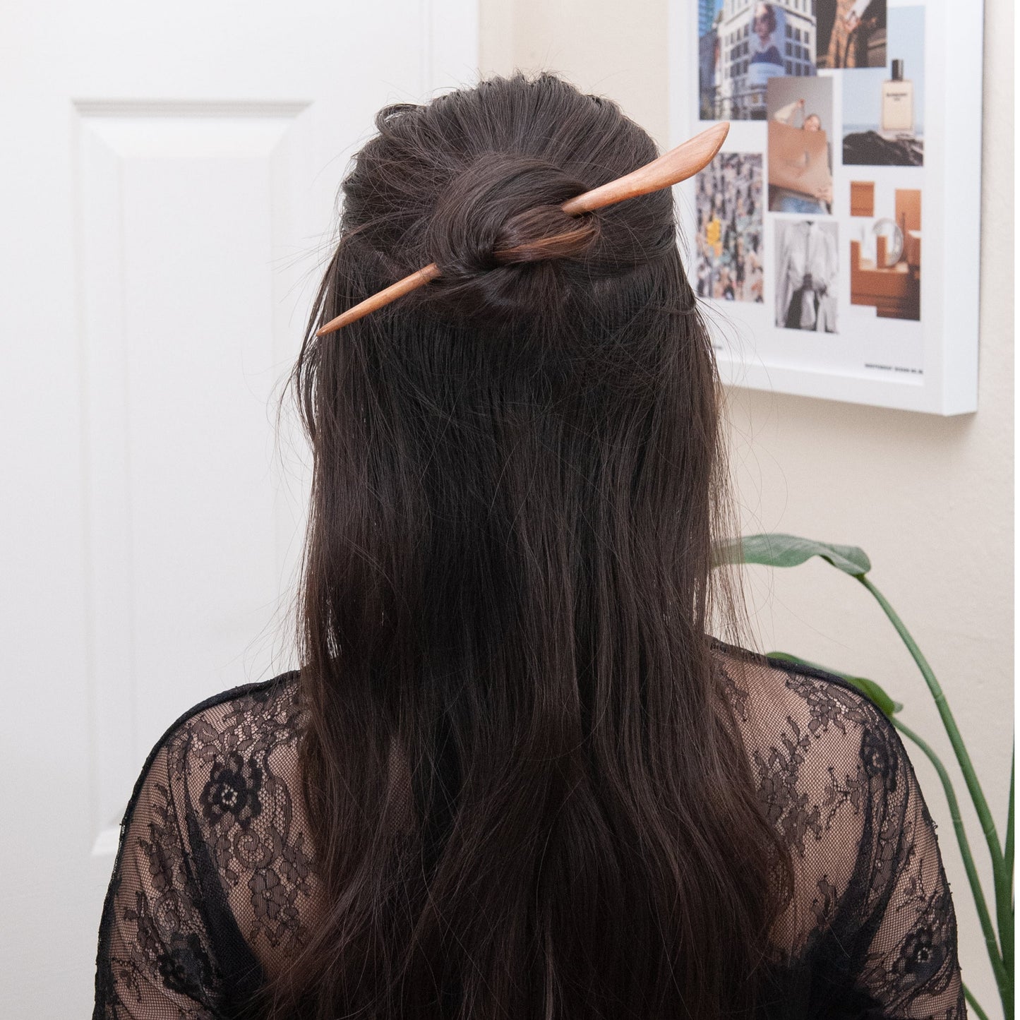 Extra Long Wooden Hair Stick in Peachwood from Something Minty