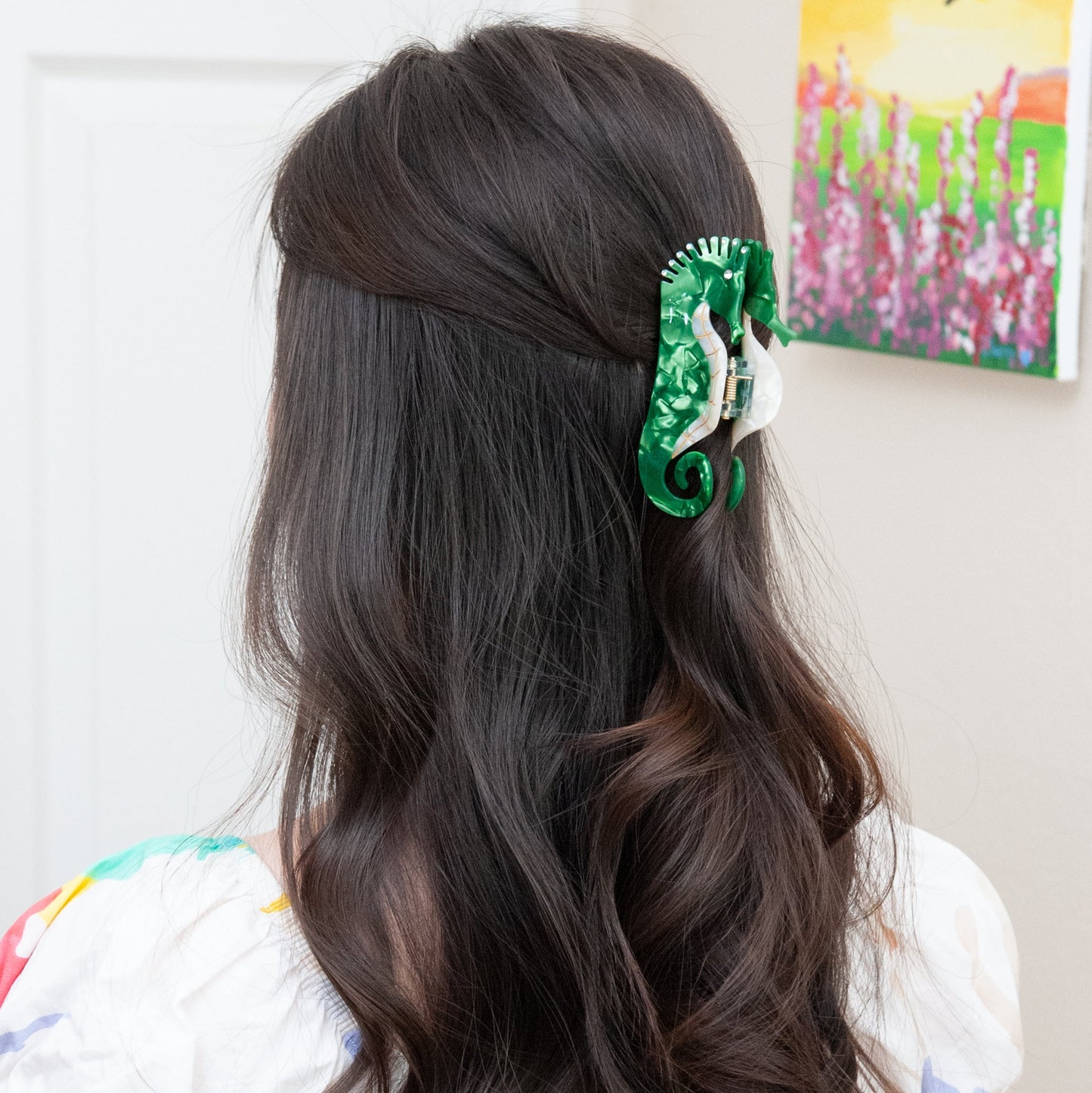 Seahorse Hair Claw in Green