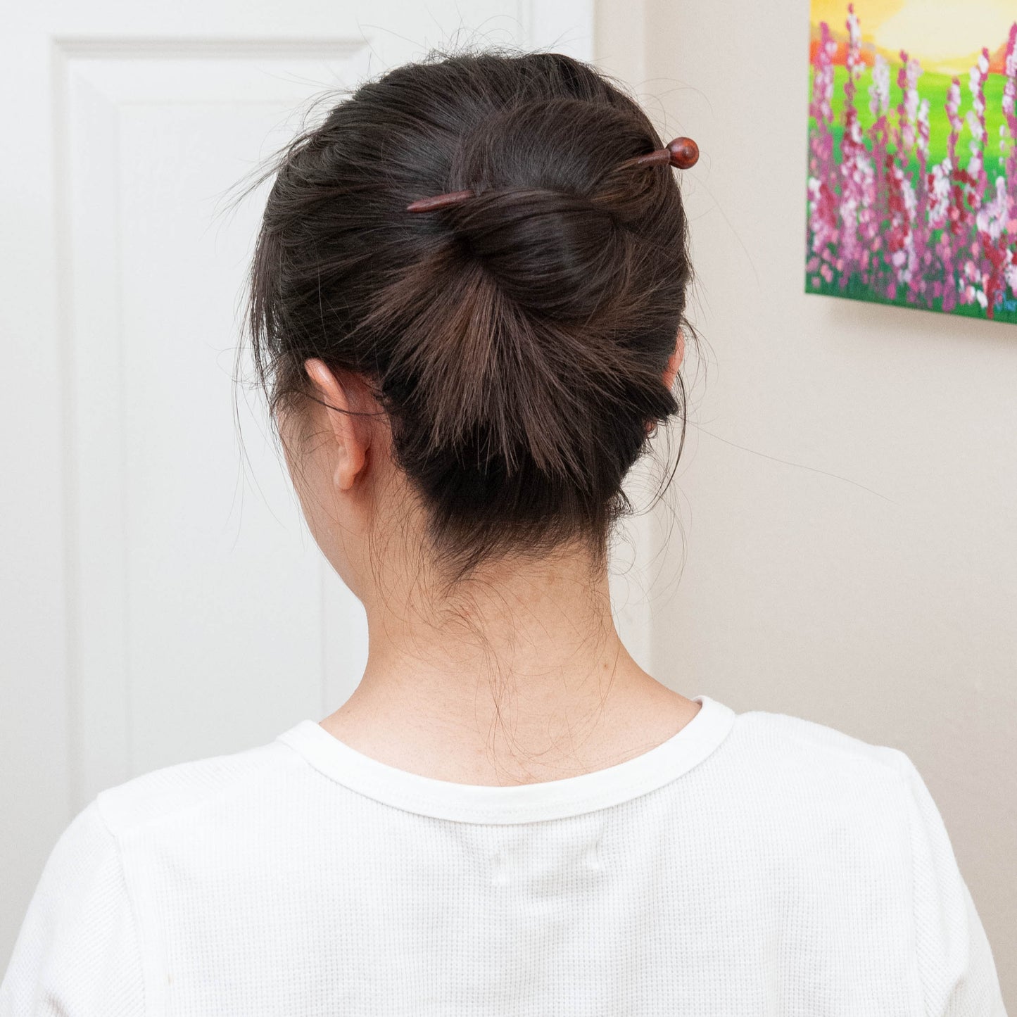 Short Wooden Hair Stick in Red from Something Minty