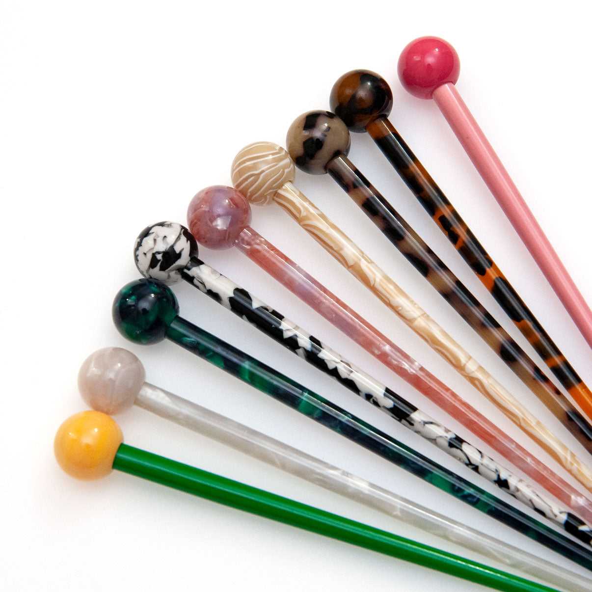 Hair Stick in Green and Pink