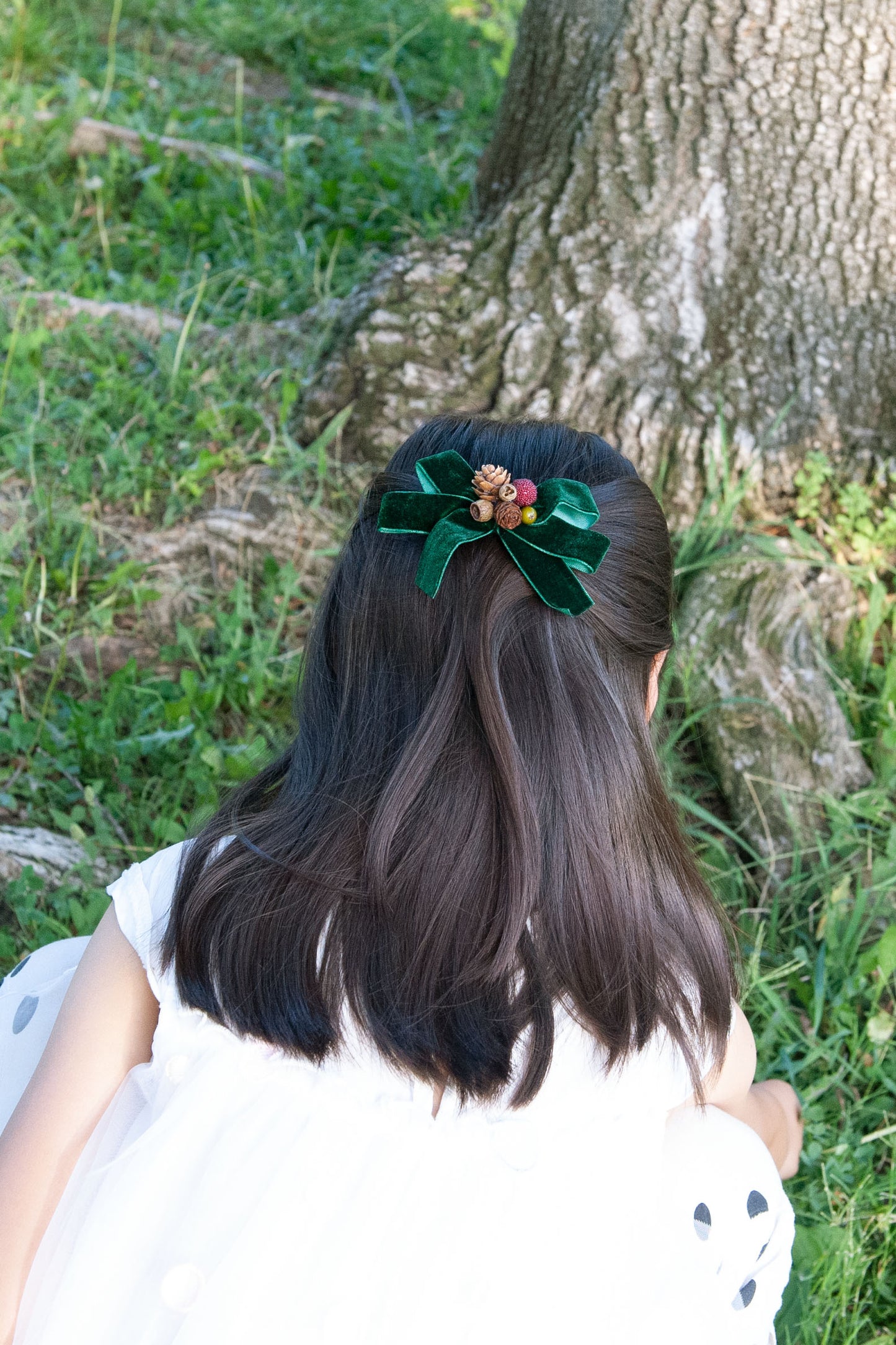 Christmas Bow Hair Clip in Green