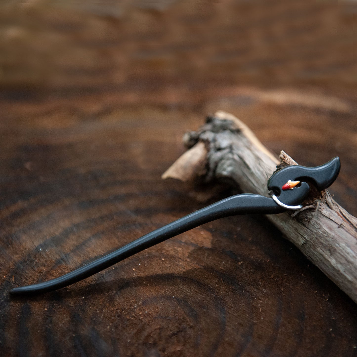 Wooden Koi Fish Hair Stick in Black from Something Minty