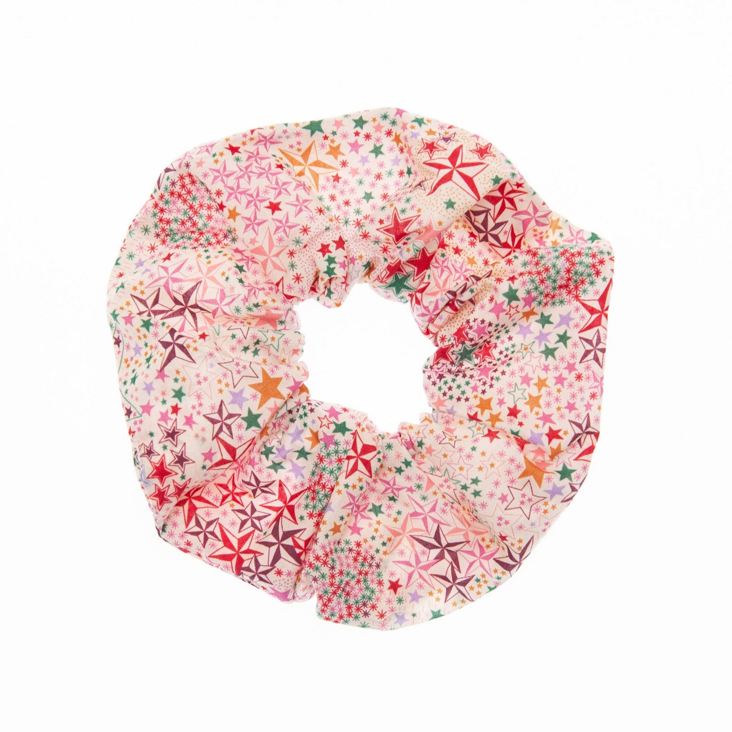 Liberty Fabric Scrunchie in Adelajda Pink on a white background
