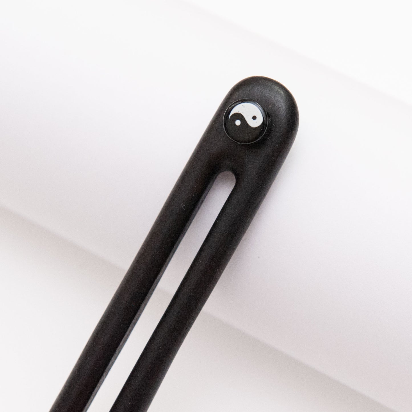 Black Ying Yang Hair Pin made of wood from Something Minty