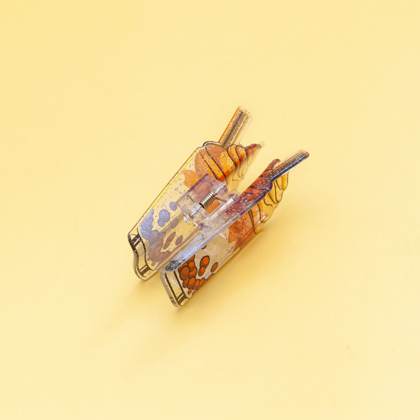 Side view of boba milk tea hair claw clip