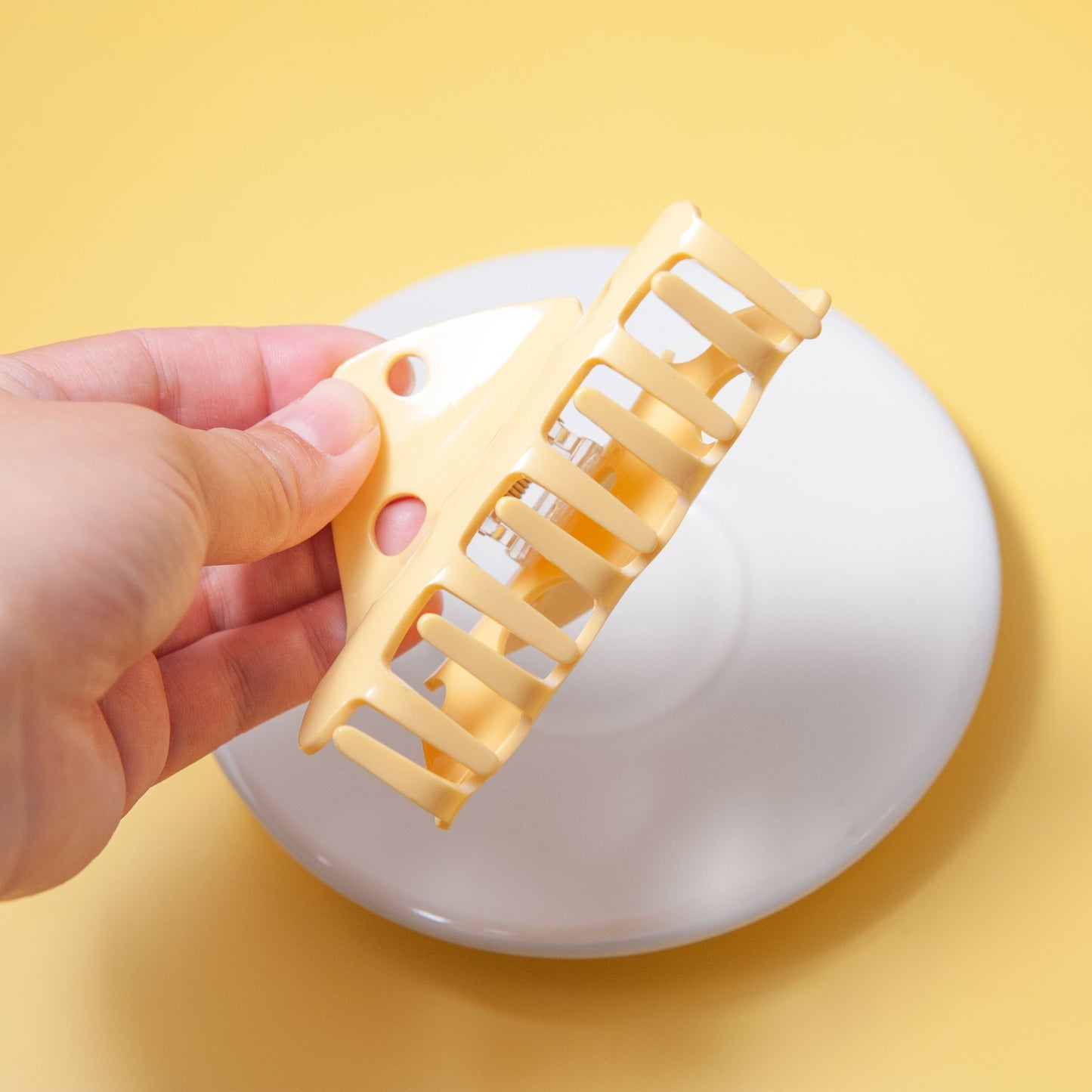 side view of cheese hair clip