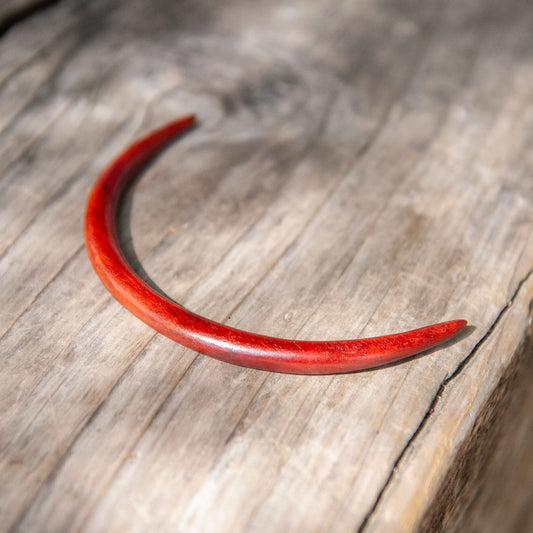 Crescent Moon Wooden Hair Stick in Red from Something Minty