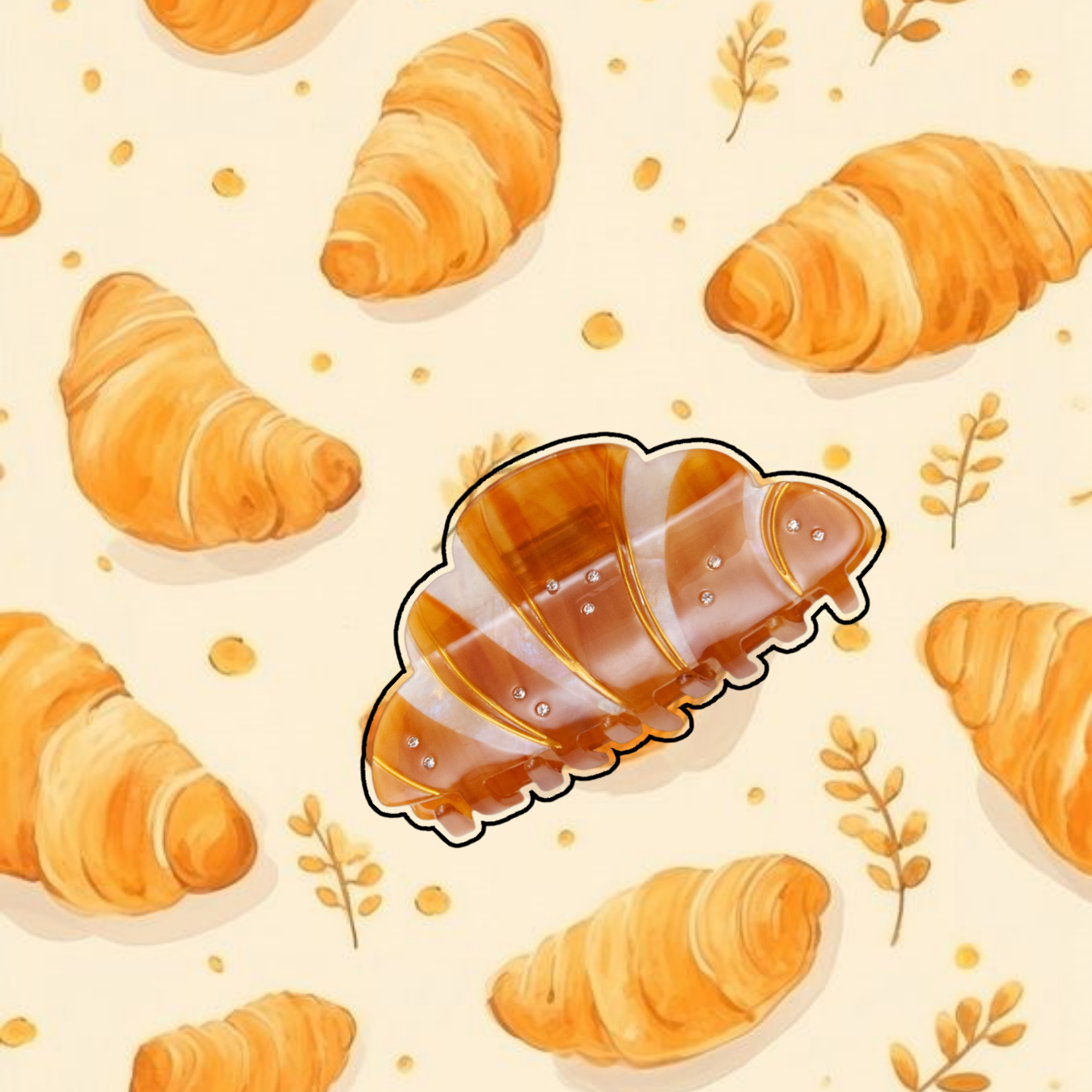 fun design croissant hair claw clip