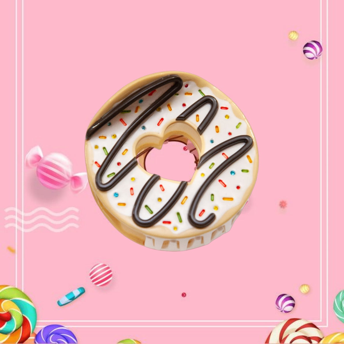 Donut Hair Claw Clip in White