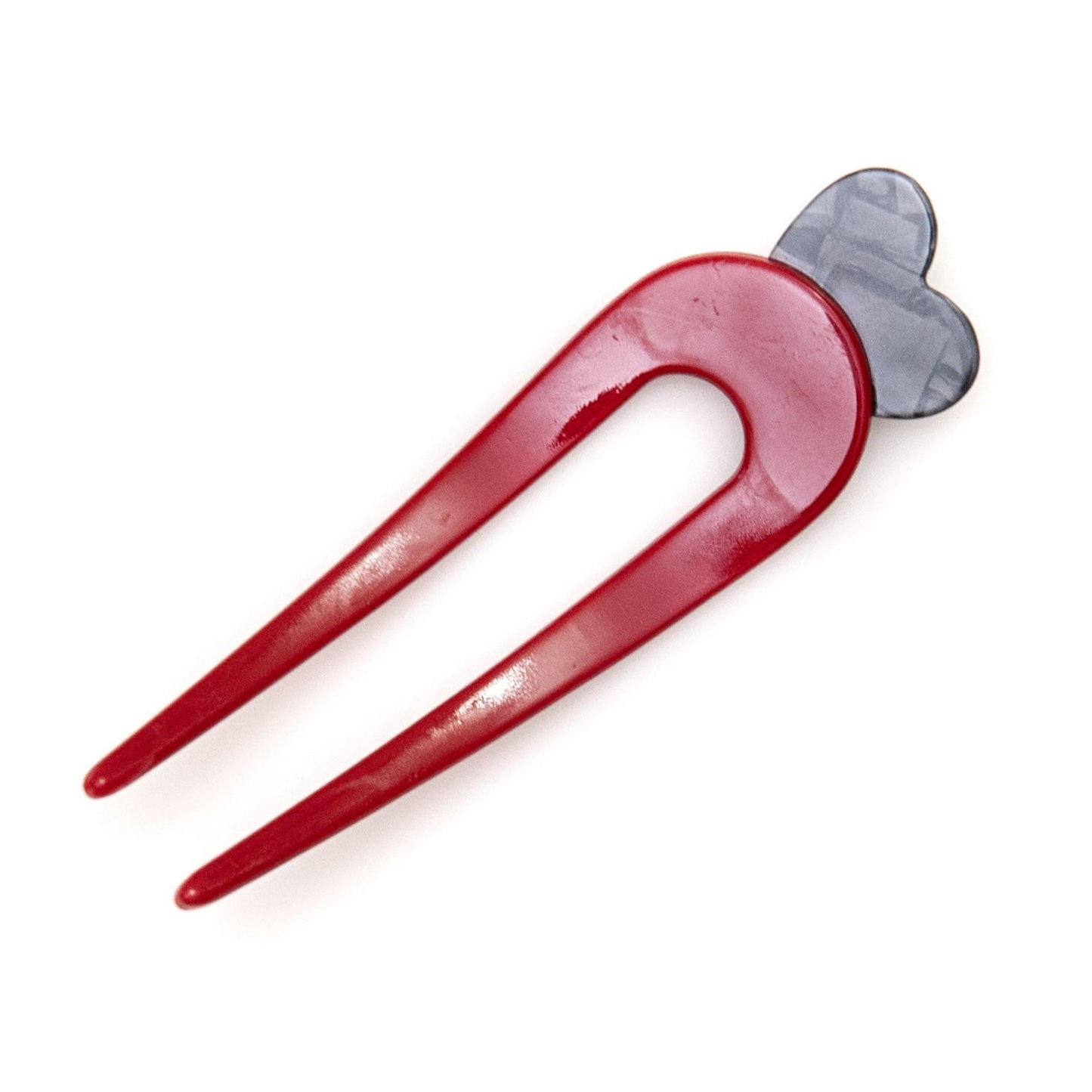 back view of heart hair pin