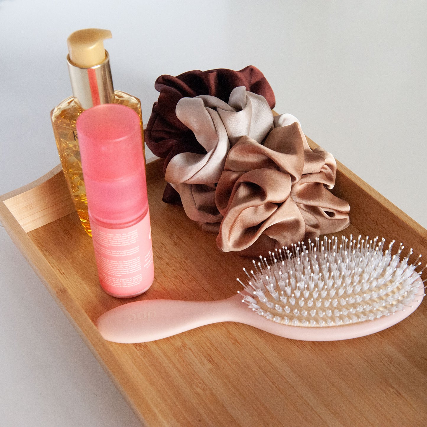 large satin scrunchie in neutral color from Something Minty