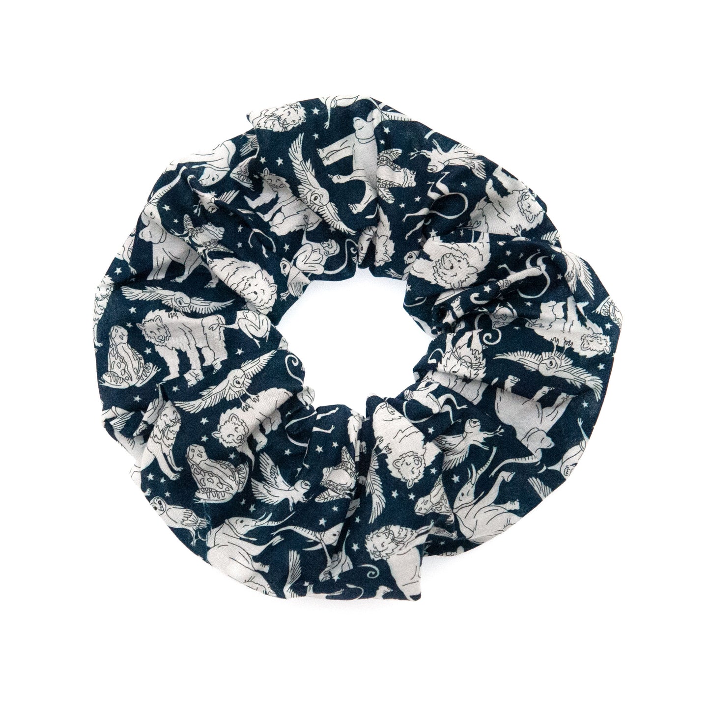 animal print scrunchie in navy