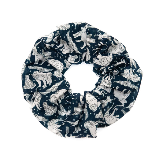 animal print scrunchie in navy