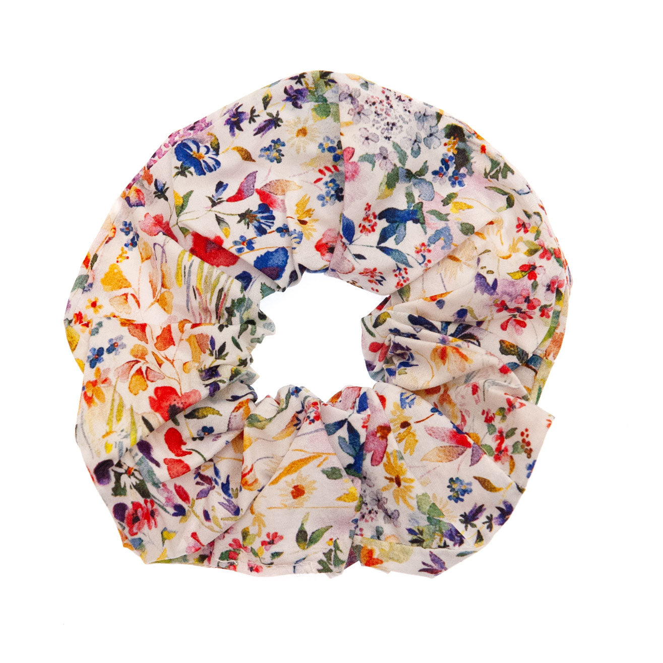 Liberty Fabric Scrunchie in Felda on a white background