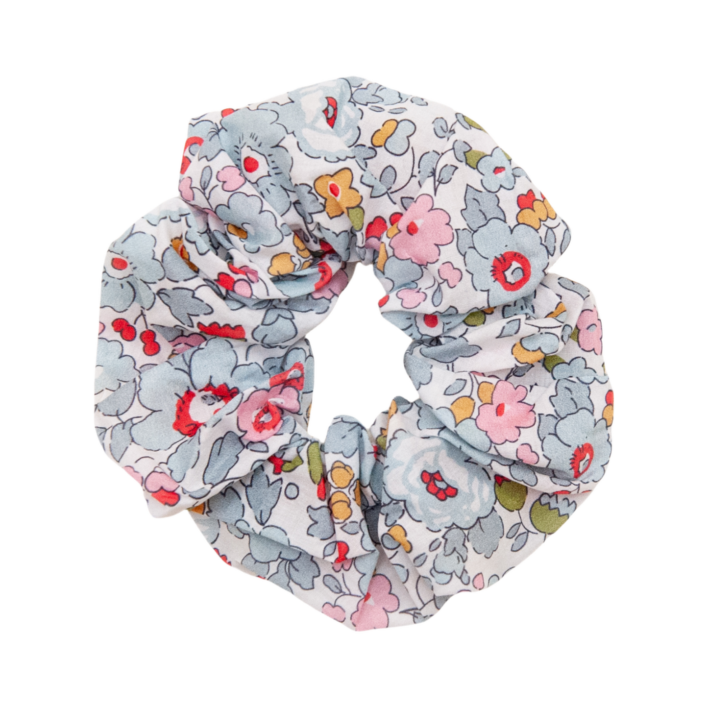 Liberty Fabric Scrunchie in Betsy on a white background