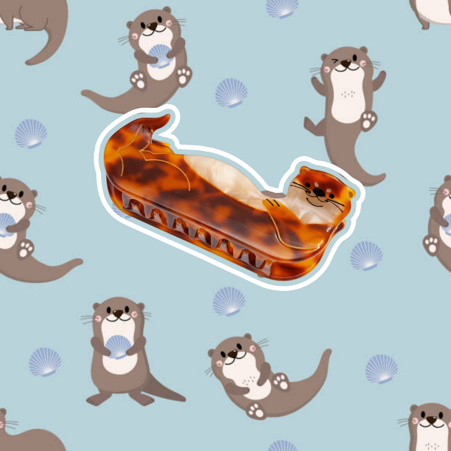 cute otter hair claw clip