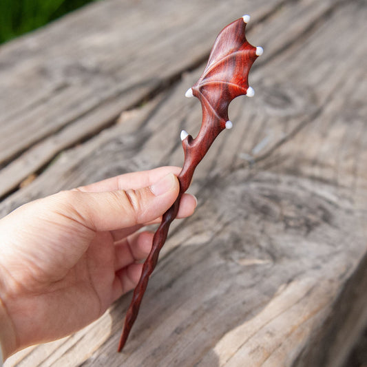 Red Dragon Wing Design Wooden Hair Stick from Something Minty