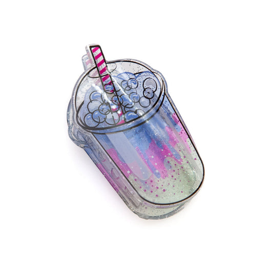 taro milk tea hair claw clip on white background