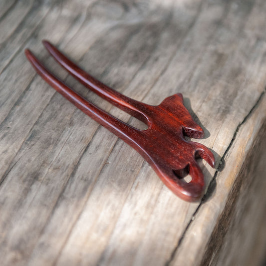 Red Wooden Cat Hair Fork in Padauk from Something Minty