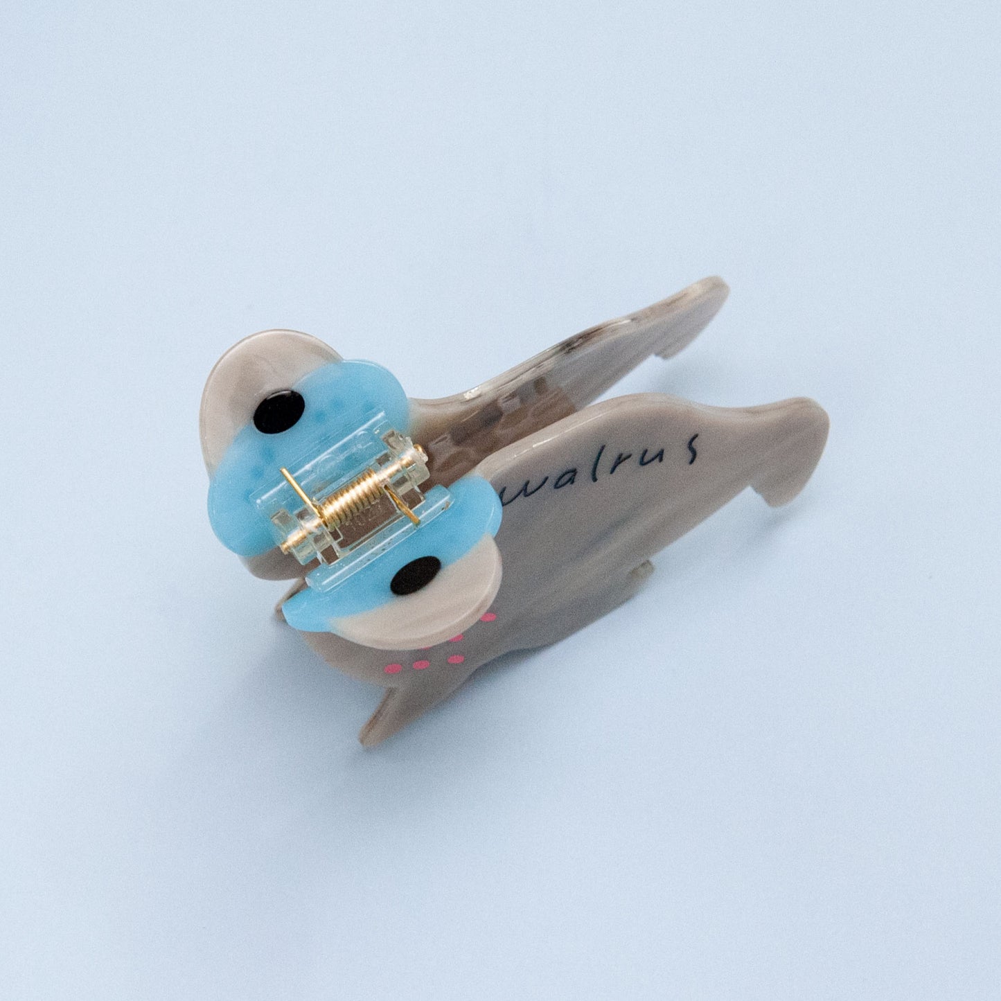 top view of walrus hair claw clip