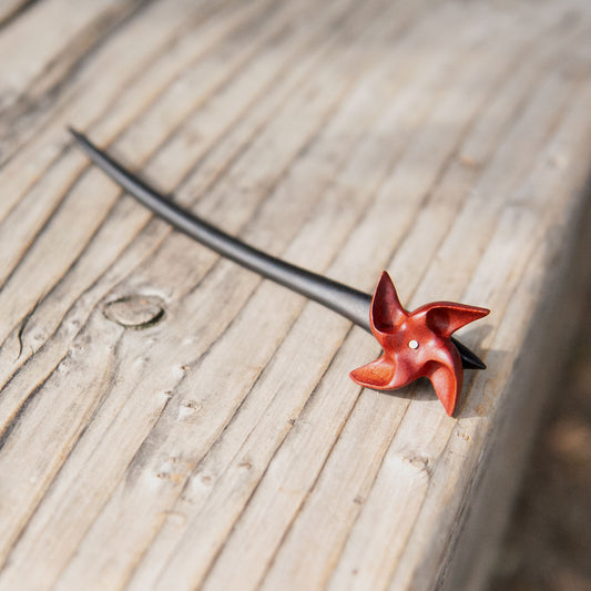 Windmill rustic wooden hair stick from Something Minty