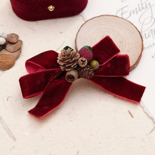 Christmas Bow Hair Clip in Red