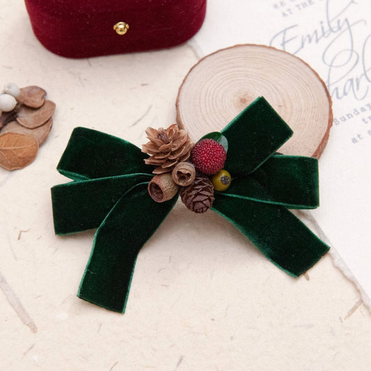 Christmas Bow Hair Clip in Green