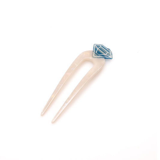 Acetate Hair Pin-white Diamond