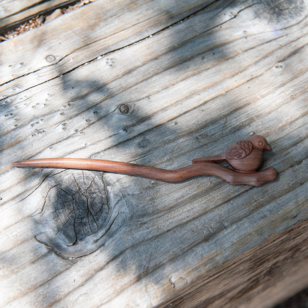 Wooden Carved Bird Hair Stick
