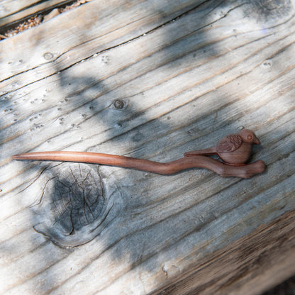 Wooden Carved Bird Hair Stick