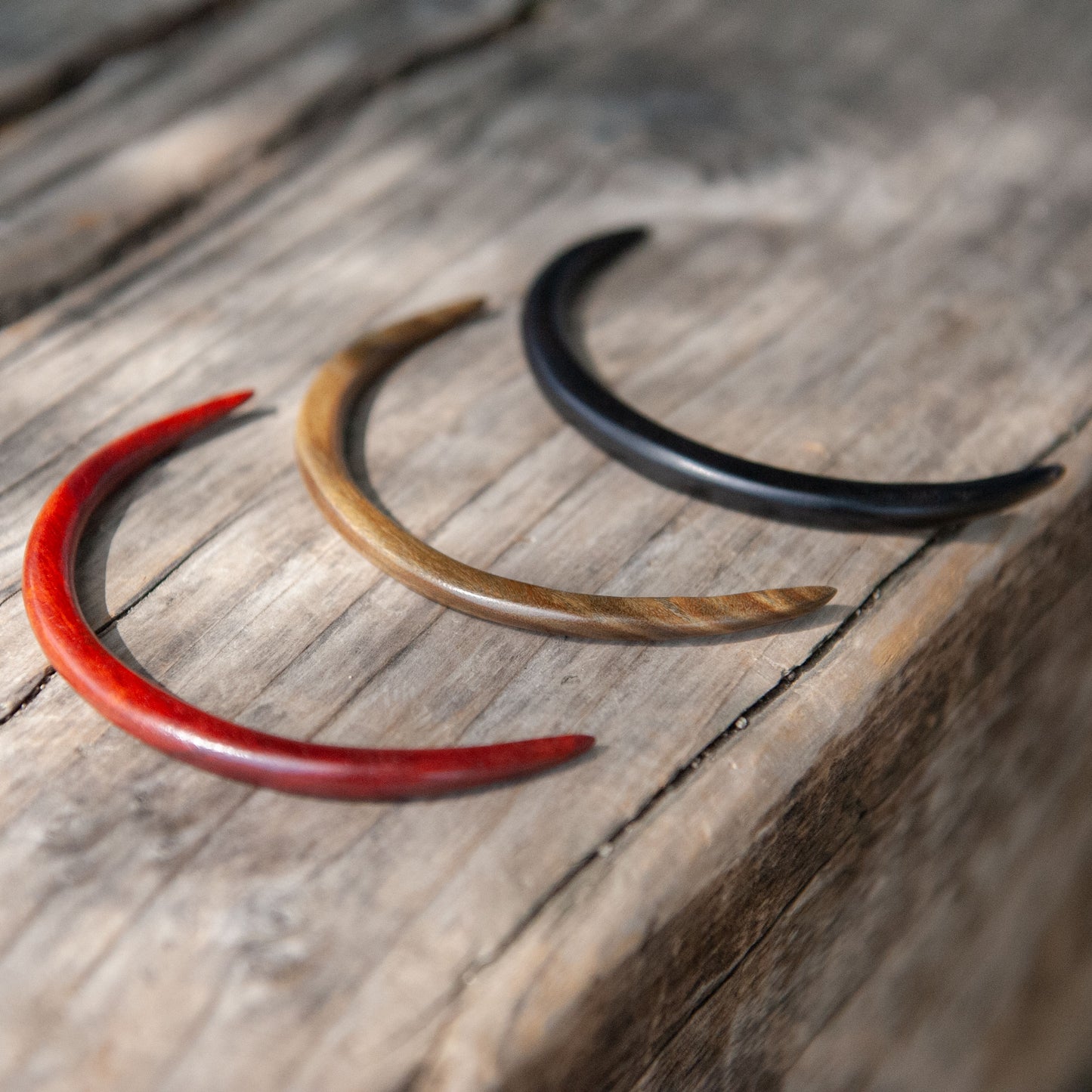Crescent Wooden Hair Stick in Vera wood from Something Minty