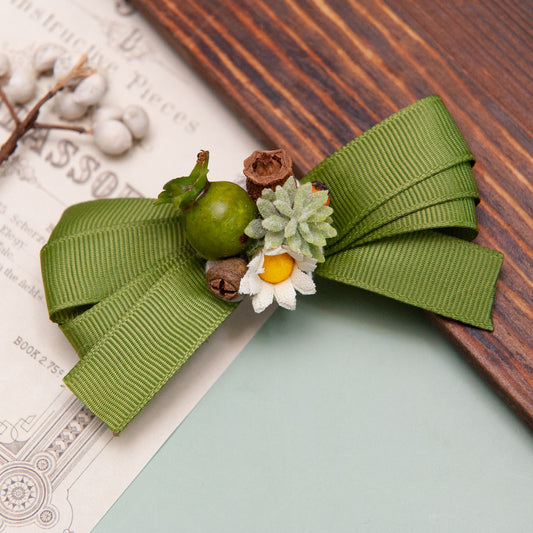 Ribbon Bow Daisy Hair Clip