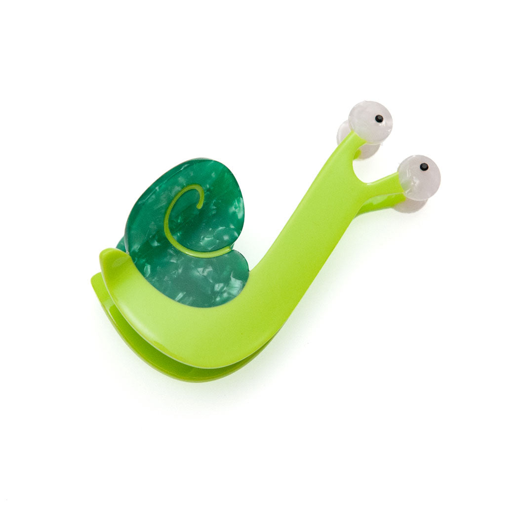 snail hair clip in green