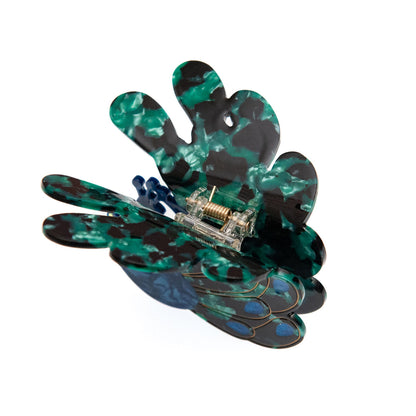 top view of peacock hair clip