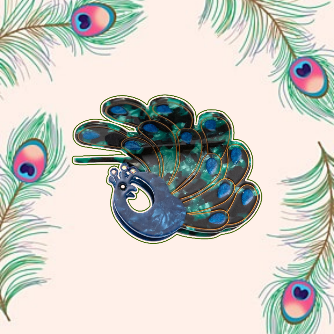peacock hair clip from Something Minty