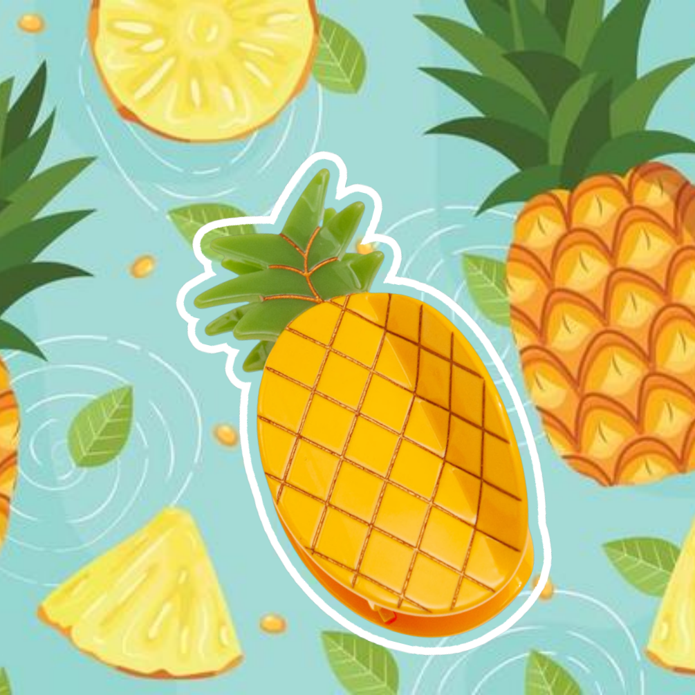 cute pineapple hair clip on a fun pineapple themed background
