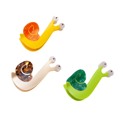 fun snail hair clip in yellow, beige and green