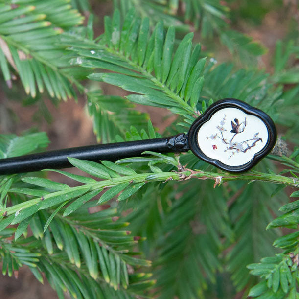 Wooden Hair Stick with Chinese Painting