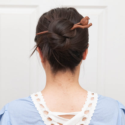 Wooden Carved Bird Hair Stick