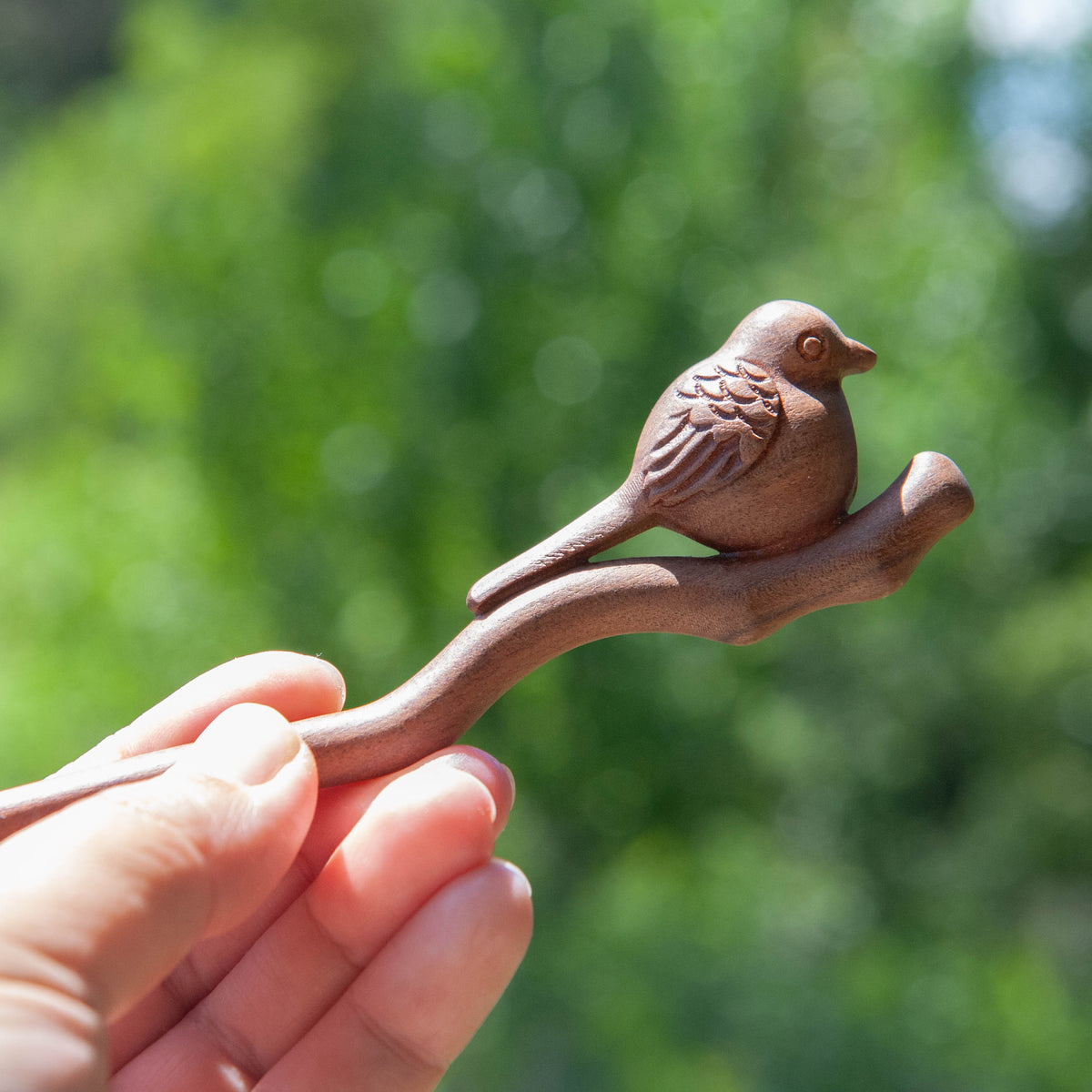 Wooden Carved Bird Hair Stick